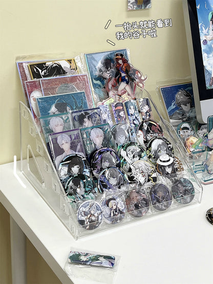 Acrylic Display Stand Transparent Desktop Millet Storage Box Ladder Shelf Peripheral Badge Desktop Storage Rack