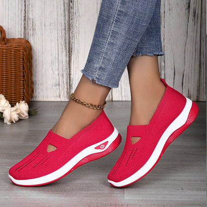 Women's Shoes Cross-Border Large Size Casual Shoes Fly-Knit Breathable Shoes Women's Lightweight and Comfortable Mesh Shoes Soft Sole Shallow Shoes