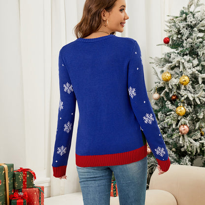 Cross-border Santa Claus Pattern Pullover Sweater Loose Lazy Women's Knitwear christmas sweater