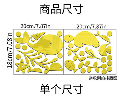 JM593 Ocean World cartoon acrylic wall children's room living room layout self-adhesive mirror wall stickers decorations