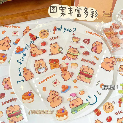 Kapibara Planner Stickers Cartoon Capybara Pet Student DIY Stickers Waterproof Water Bottle Phone Case Adhesive Laser