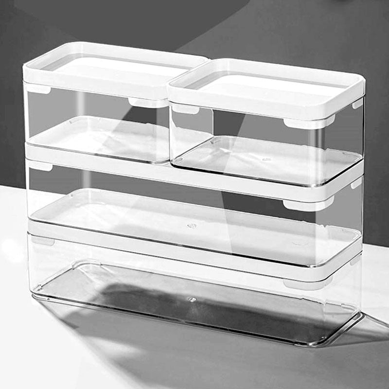 Desktop Storage Box with Lid Flip-Top Rectangular Transparent Acrylic Storage Box Kitchen Cosmetics Sundry Work Station