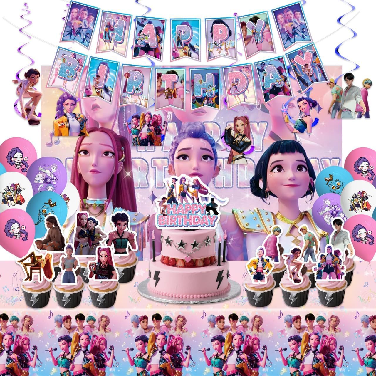 Amazon's New Pop Hunter Witch Group Theme Birthday Party Supplies Set Paper Plate Tissue Tablecloth Decoration