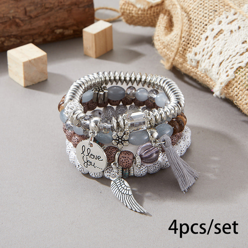 European and American Cross-Border Hot-Selling New Bohemian Bracelets Creative Tassel Multi-Layer Beaded Bracelets Fashion Jewelry