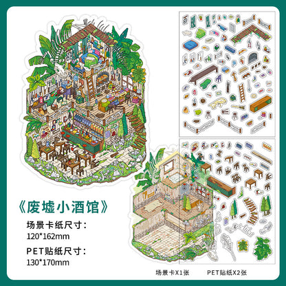 Infeel.Me Extra Large Scenery Stickers Today's Business Hours Open - Part Twelve DIY Journal Scene Stickers