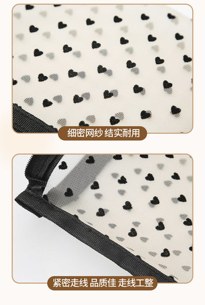 Bei Lian small size mesh cosmetic bag portable flocking cosmetic storage bag love fashion lipstick storage bag wholesale