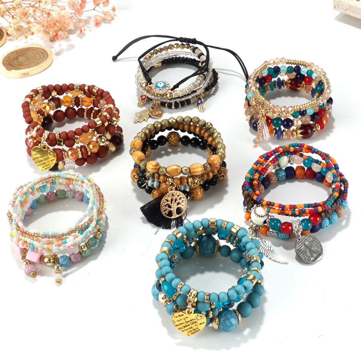 European and American Cross-Border Hot-Selling New Bohemian Bracelets Creative Tassel Multi-Layer Beaded Bracelets Fashion Jewelry