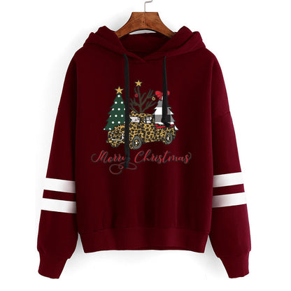 Amazon cross-border European and American Christmas tree merry Christmas printed parallel bars striped sweater for men and women in autumn and winter