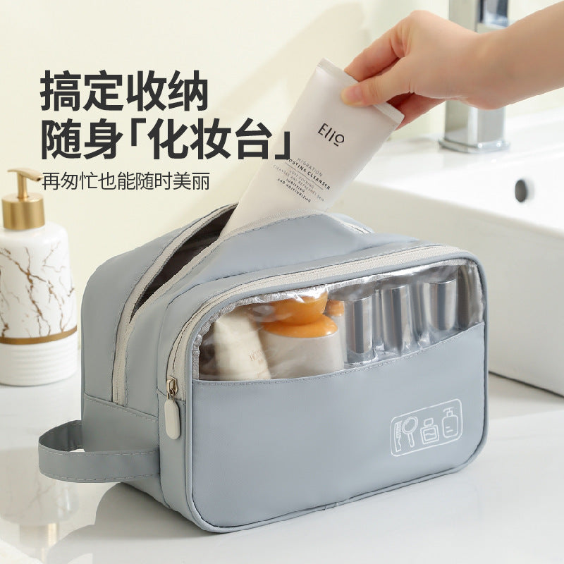 New Light Travel Leather Film Semi-permeable Toiletry Bag Waterproof Cosmetic Bag Increased Capacity Travel Daily Goods Easy Storage