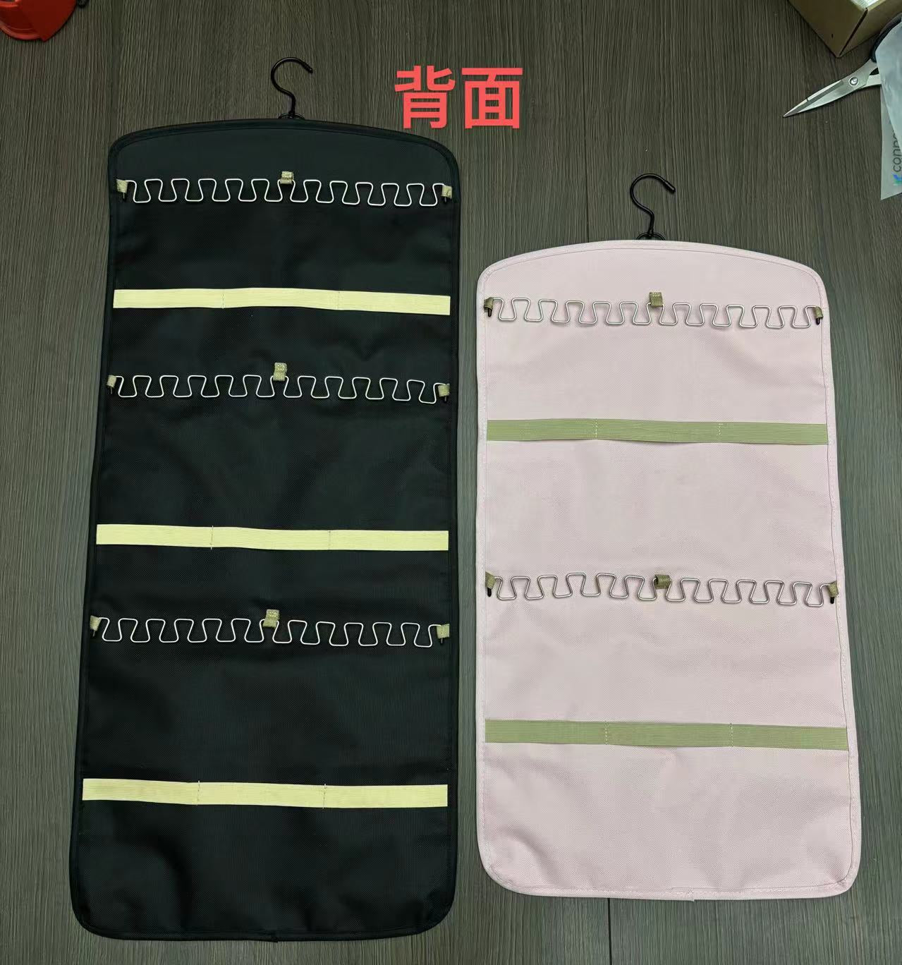 Hanging Jewelry Storage Bag Double-Sided Foldableable with Metal Hook Pvc Anti-Oxidation Suitable for Earrings, Necklaces and Rings