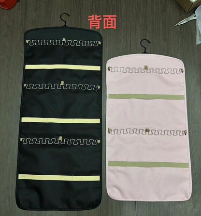 Hanging Jewelry Storage Bag Double-Sided Foldableable with Metal Hook Pvc Anti-Oxidation Suitable for Earrings, Necklaces and Rings