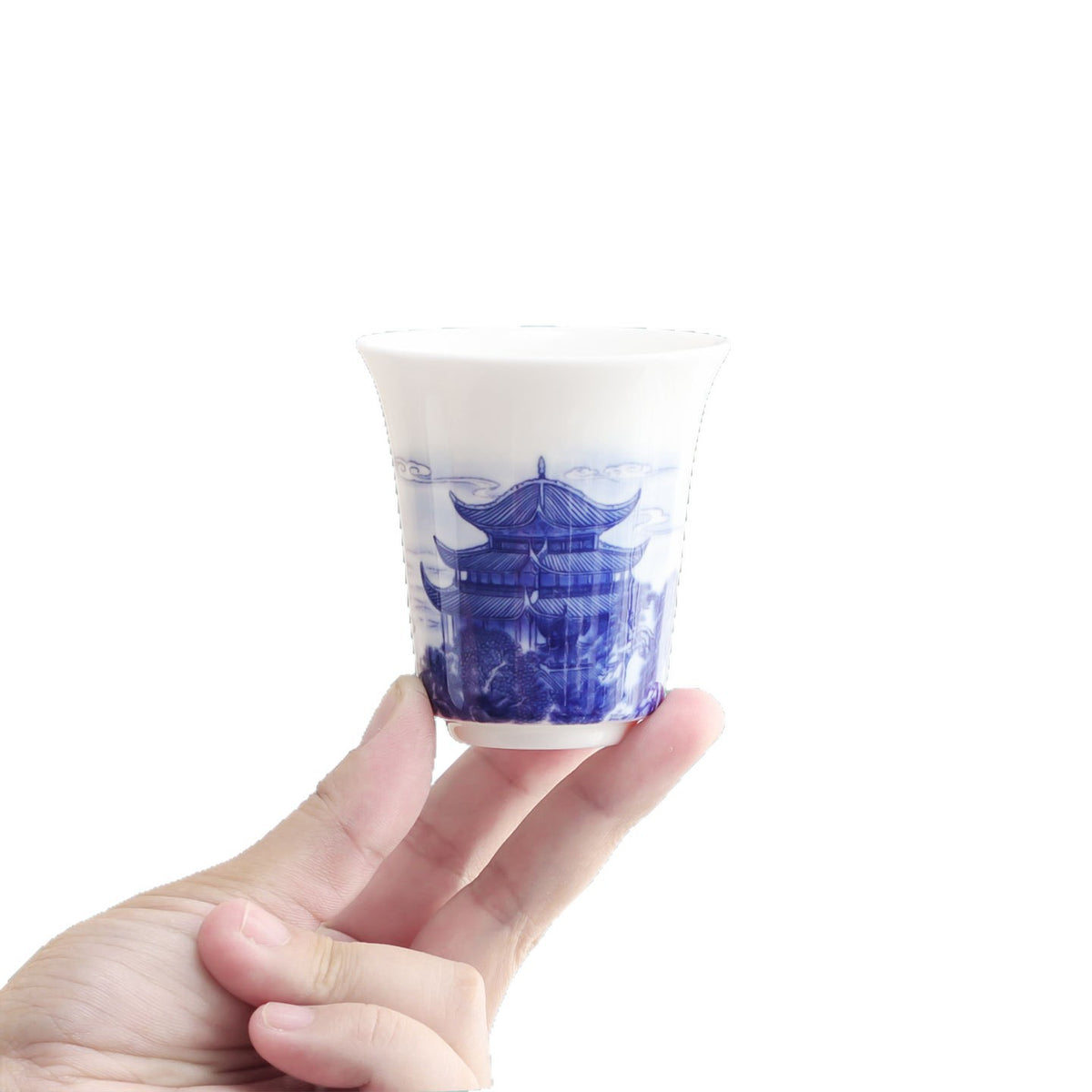 Blue and White Porcelain Master Cup, Light Luxury Fragrance Cup, Souvenir from the Four Great Towers and Scenic Tourist Attractions, Gift Tea Cup