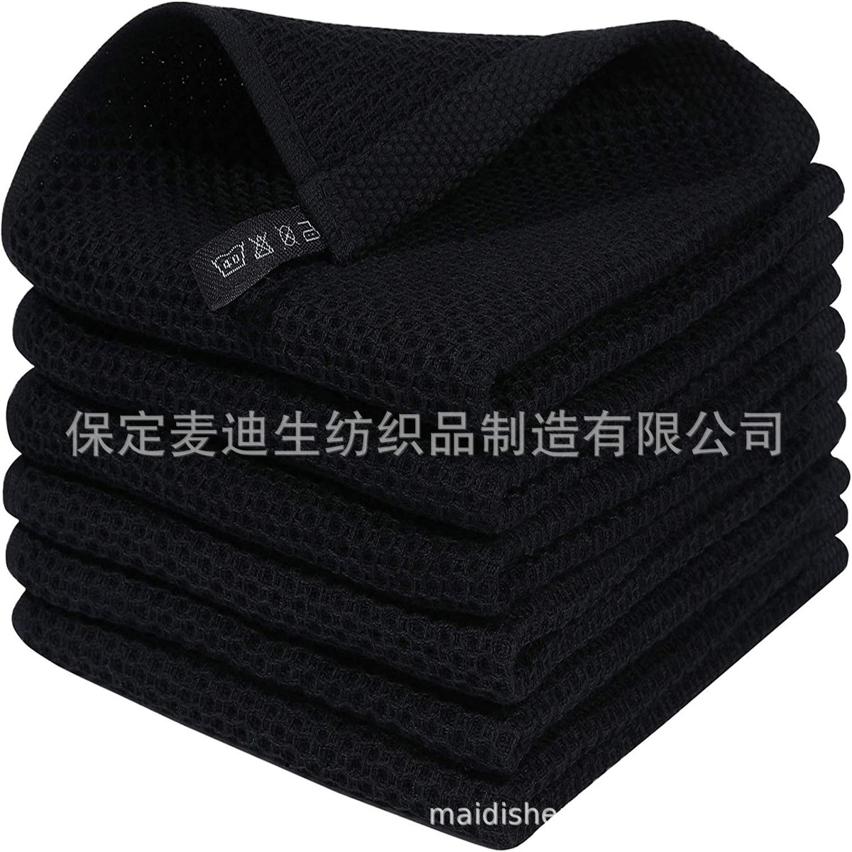 Cross-border Amazon pure cotton honeycomb kitchen dishwashing square towel can be suit with hook waffle square towel generation sticker code