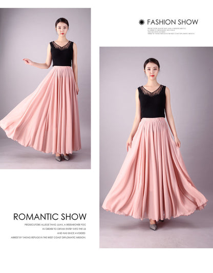 720 Degree Double Layer Large Swing Skirt Chiffon Classical Dance Ethnic Dance Skirt Dance Long Skirt Square Dance Practice Xinjiang Dance