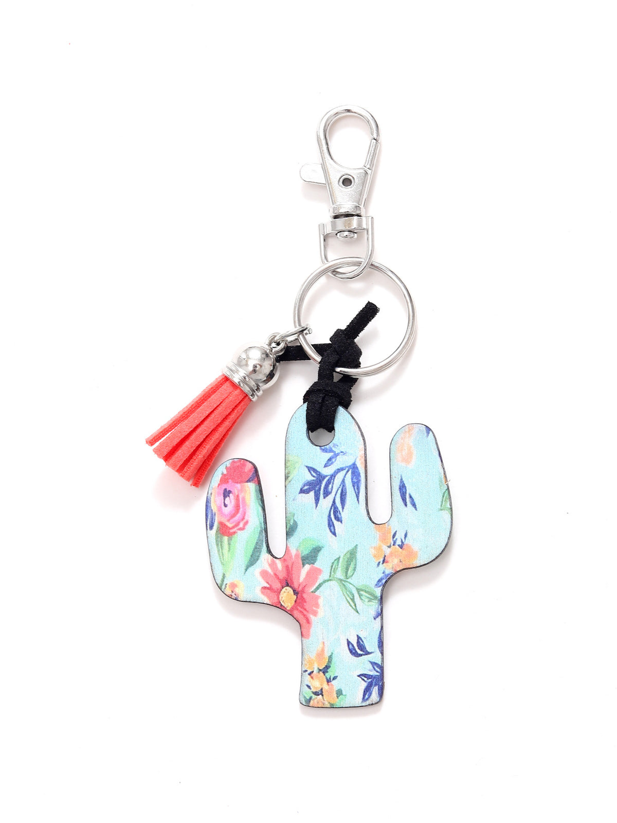 New Wooden Cactus Keychain Leopard Flower Rainbow Sunflower Striped Printed Bag Car Pendant