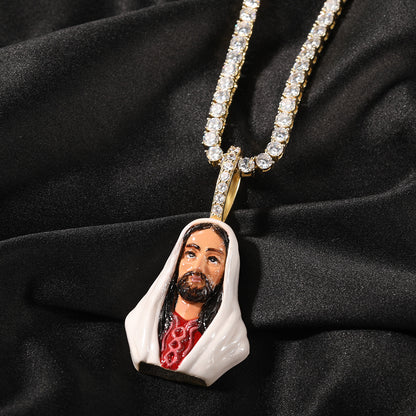 European and American New Products Copper Material Enamel Men's Avatar Personalized Hip-Hop Pendant Necklace Trendy Accessories Jewelry Wholesale