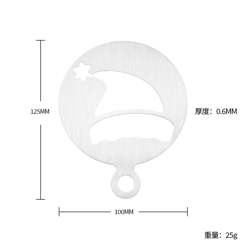 Factory Direct sales Christmas creative stainless steel coffee Garland piece mold portable coffee milk bubble spray flower printing template