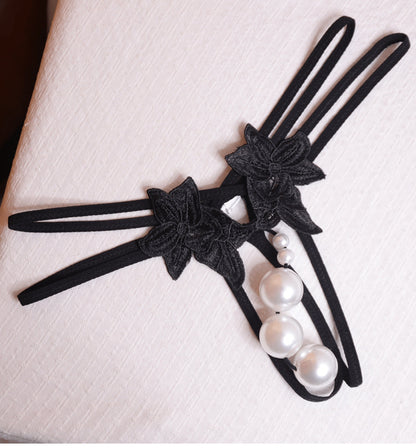 Plus size sexy thong online celebrity sexy transparent oversized double row bead massage transparent temptation open-end free off underwear