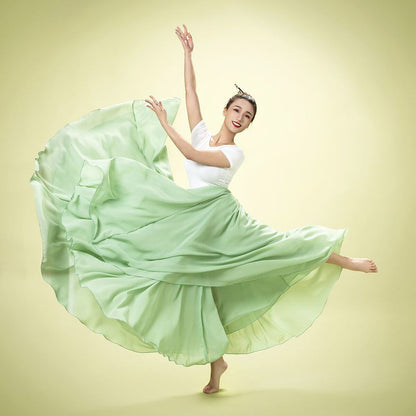 720 Degree Double Layer Large Swing Skirt Chiffon Classical Dance Ethnic Dance Skirt Dance Long Skirt Square Dance Practice Xinjiang Dance