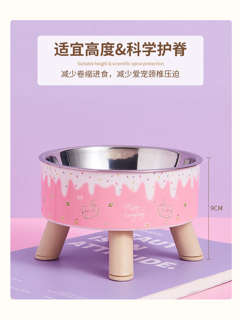 Pet Bowl Anti-overturning Cat Bowl Pet Stainless Steel Dog Bowl Cat Neck Protection High Foot Bowl Dog Food Utensils Cross-border New