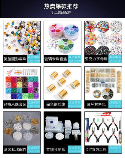 Glass color-plated oblique crystal beads antique diy handmade hairpin necklace material accessories cross-border a generation of hair