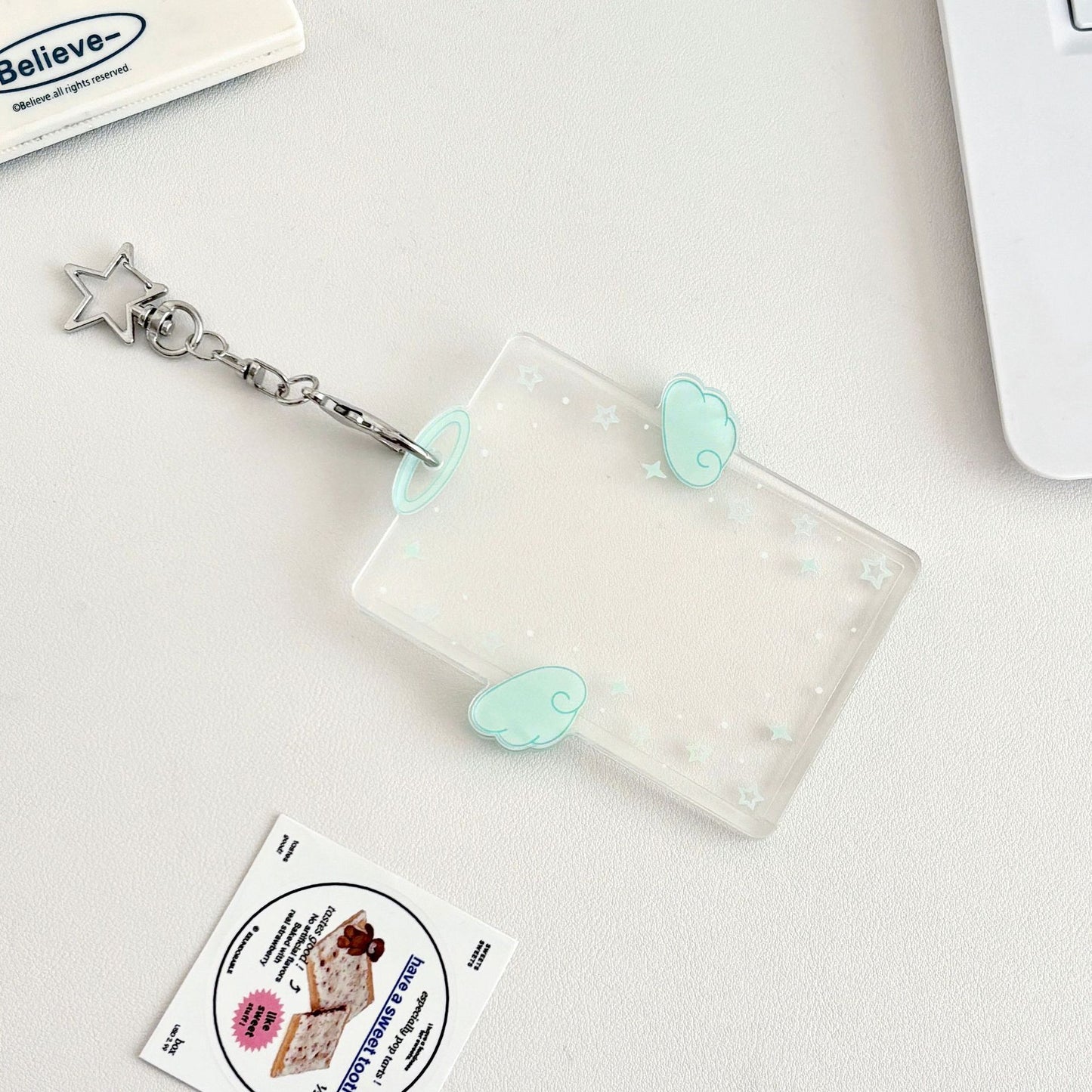 Original Ins Wind Wings Star Small Card Cover Acrylic Hard Card Cover Angel Small Card Card Card Card Card Film Card Cover