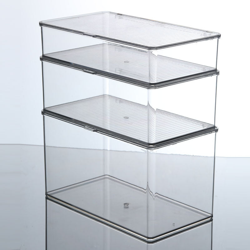 Storage Box PET Transparent Acrylic Rectangular Cosmetic Station Snack Kitchen Sundries Storage Box with Lid