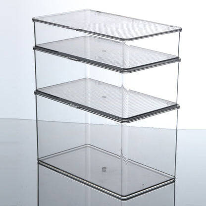 Storage Box PET Transparent Acrylic Rectangular Cosmetic Station Snack Kitchen Sundries Storage Box with Lid