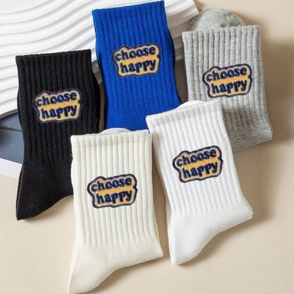Socks Men's Autumn Spring and Autumn New Solid Color Casual All-match Sports Style Basketball Fashionable Socks Comfortable Men's Mid-tube Socks