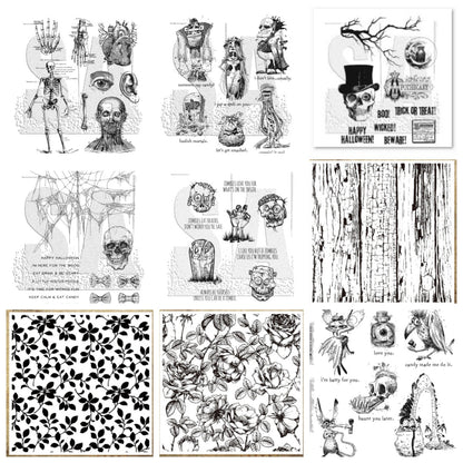 Halloween Decorations Amazon Best-Selling Skull Series Transparent Seal Handbook Decoration Scrapbook Creative Retro