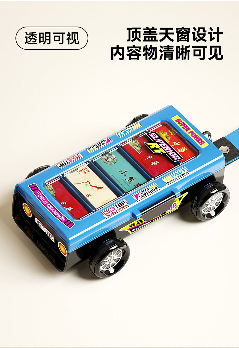 Cigarette Card Storage Box Double Layer Cigarette Card Collection Dustproof Storage Card Box Car Shape Portable Storage Box with Handlet