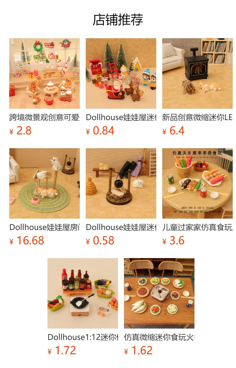 Dollhouse Doll House Snowman Christmas Tree Ginger Biscuit Man Decoration Scene Ornaments Model Christmas Wreath