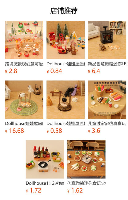 Dollhouse Doll House Snowman Christmas Tree Ginger Biscuit Man Decoration Scene Ornaments Model Christmas Wreath
