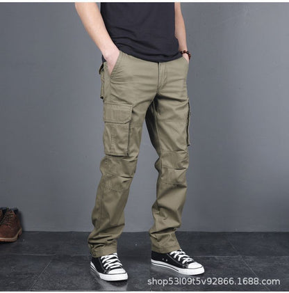 Spring and Autumn Cotton Crane Pants Foreign Trade Plus Size Pants Site Work Pants Men's Multi-Pocket Wear-Resistant Casual Pants