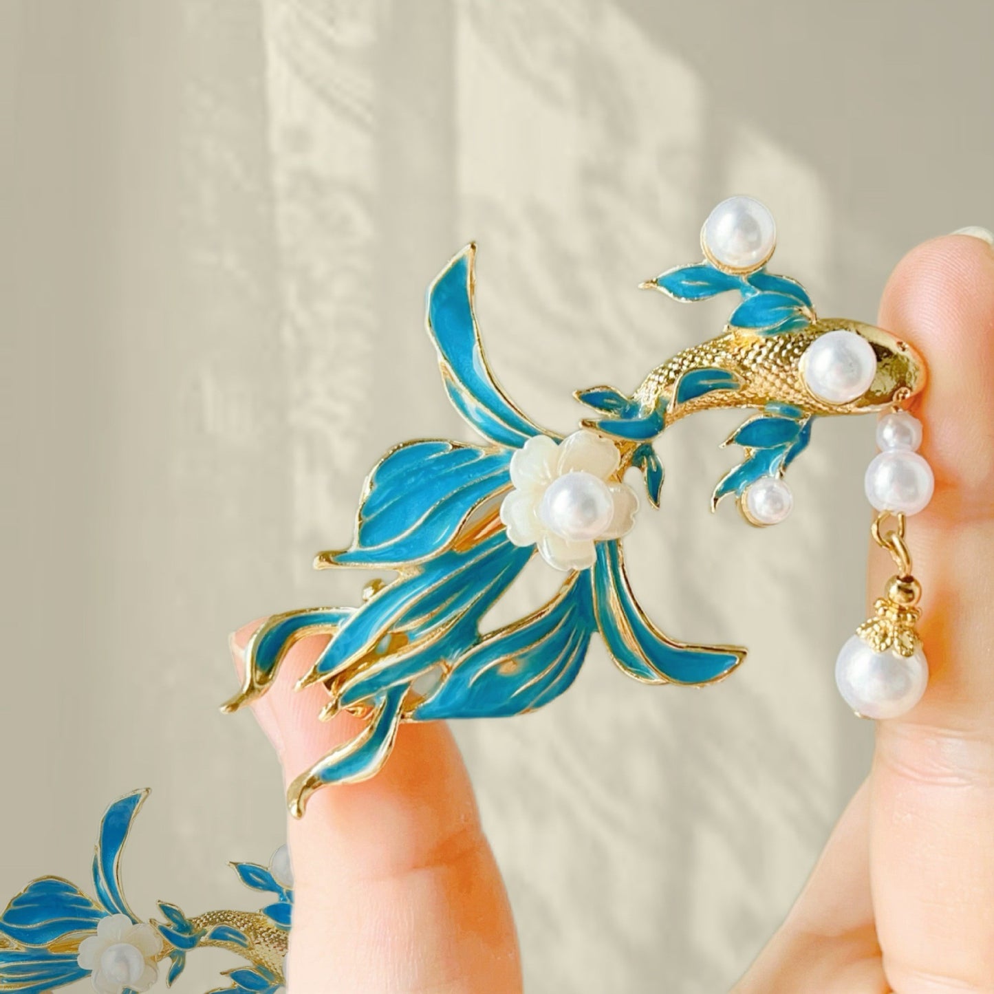 Antique Style Burned Blue Cloud Pearl Hairpin New Chinese Tassel Side Clip Advanced Sense Clip Hair Accessories Headwear Hair Clip