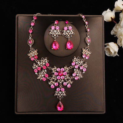 Korean Bride Necklace Earrings Two-piece Decorations Wedding Yarn Wedding Jewelry Wedding Accessories Dance Studio