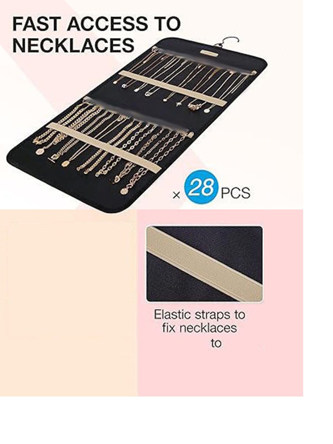 Hanging Jewelry Storage Bag Double-Sided Foldableable with Metal Hook Pvc Anti-Oxidation Suitable for Earrings, Necklaces and Rings