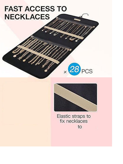 Hanging Jewelry Storage Bag Double-Sided Foldableable with Metal Hook Pvc Anti-Oxidation Suitable for Earrings, Necklaces and Rings