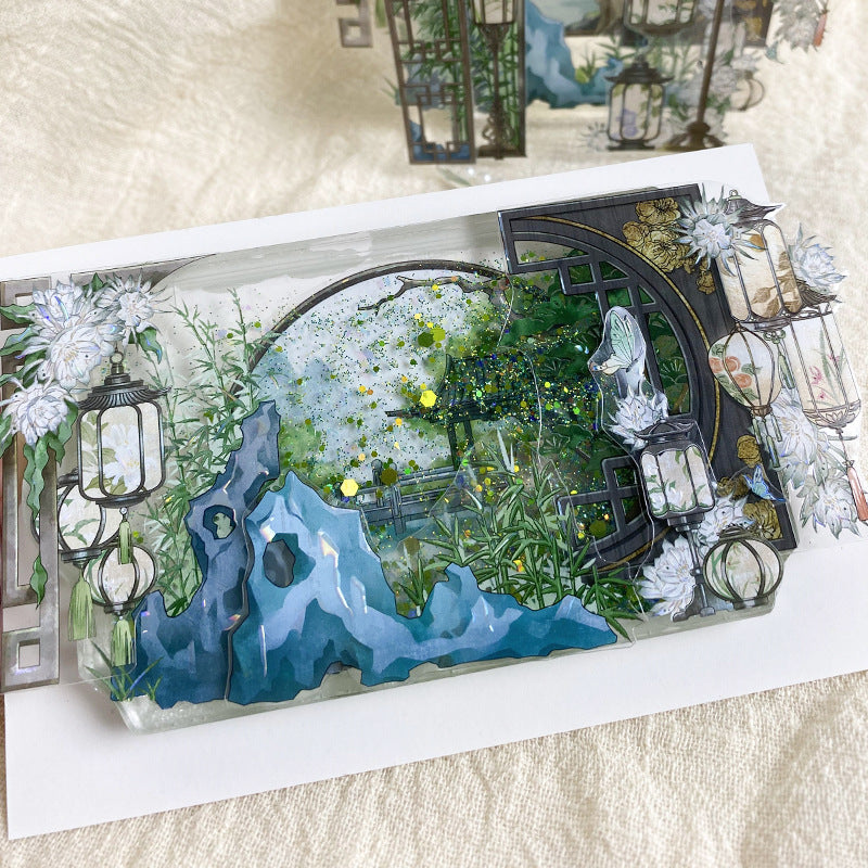 A Roll of Free Shipping Hand Ledger Tape Antique Decorative Background Courtyard Landscaping Mountain and National Style Japanese Paper Hand Ledger Pet Tape