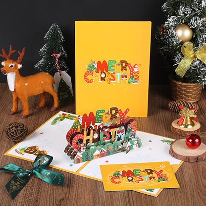 Amazon Christmas 3D greeting card paper carving creative blessing thank you message card gift paper card cardboard wholesale