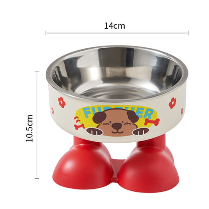 Pet stainless steel bowl non-slip large capacity dog bowl cat goblet bowl neck protection pet bowl anti-knock cat bowl new