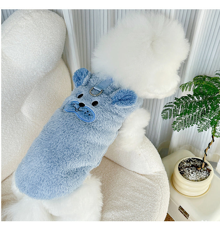 Winter New Ins Style fleece-lined Warm Pet Dog Cat Clothes Teddy Bixiong VIP Cartoon Embroidered Vest