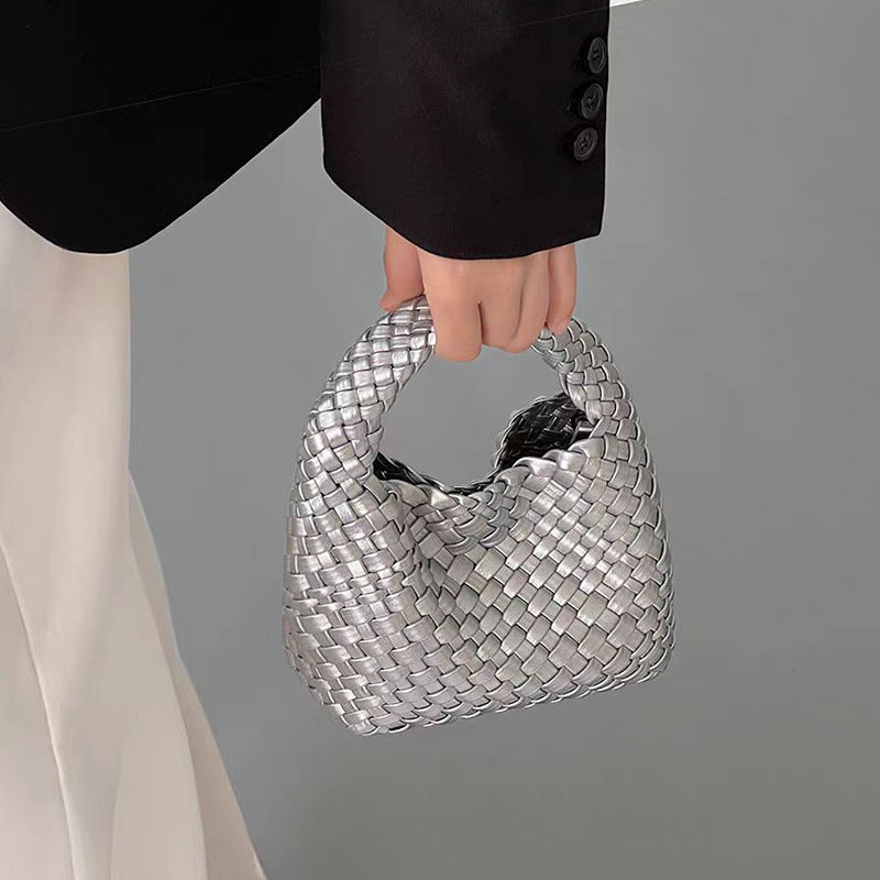 PU handmade woven bag summer high-end niche design women's bag handbag shoulder bag vegetable basket Ins bag
