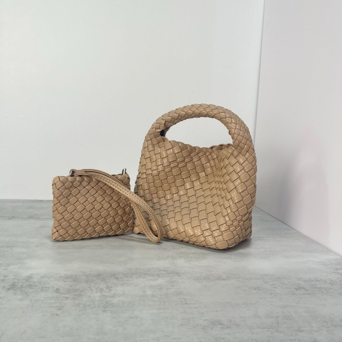 PU handmade woven bag summer high-end niche design women's bag handbag shoulder bag vegetable basket Ins bag