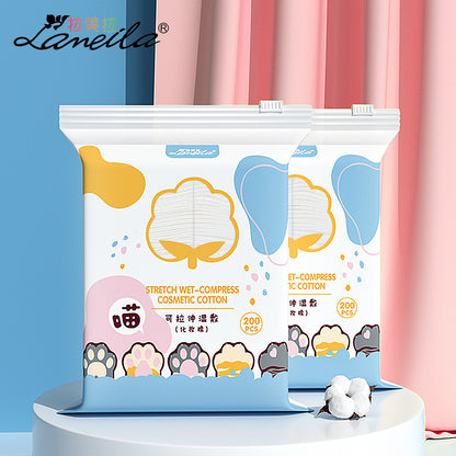 Lmltop New 222-Piece Sandwich Makeup Remover Cotton Cartoon Cat Claw Double-Sided Thickeneded Makeup Cotton Stretch Cotton Wet Compress Cotton