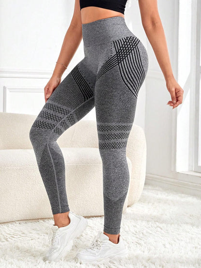 European and American hot selling seamless hip lifting fitness pants belly contracting tight high waist peach hip yoga pants