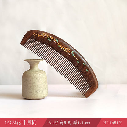 Sandalwood Comb for Meridian Scalp Massage, Anti-Static Hair Comb for Women, Medium-Tooth Volumizing Comb, Meridian Comb Gift Box