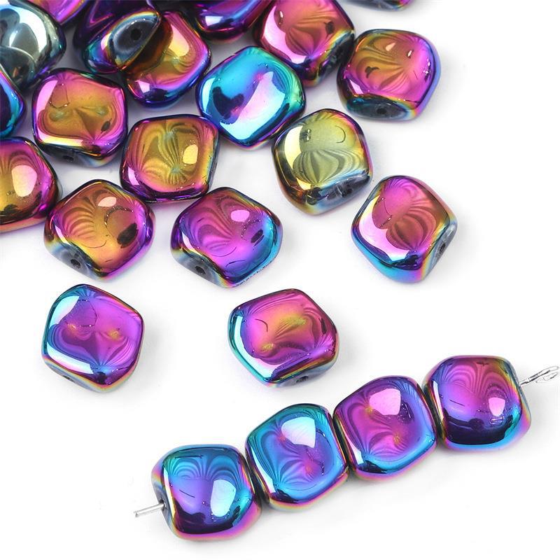Glass color-plated oblique crystal beads antique diy handmade hairpin necklace material accessories cross-border a generation of hair