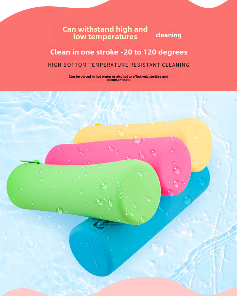 Round Silicone Bag Large Capacity Travel Multi-Purpose Toiletries Storage Bag Stationery Cosmetic Storage Box Storage