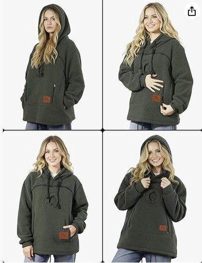 2025 New European and American Polar Fleece Pet-In-One Men's and Women's Trendy Hooded Loose Casual Warm Sweatshirt